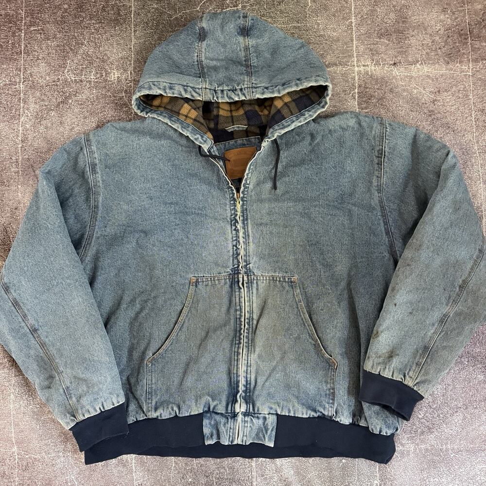 Men's Vintage 90's Original Windbreaker Denim Stonewash Lined Jean Jacket Sz 2XL